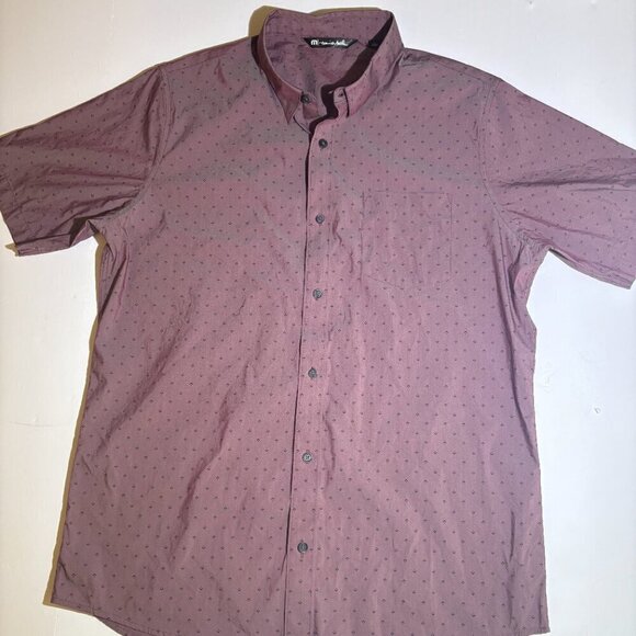 Travis Mathew Tidbits Button Down Heather Tawny Port size Large Short Sleeve - Picture 5 of 13